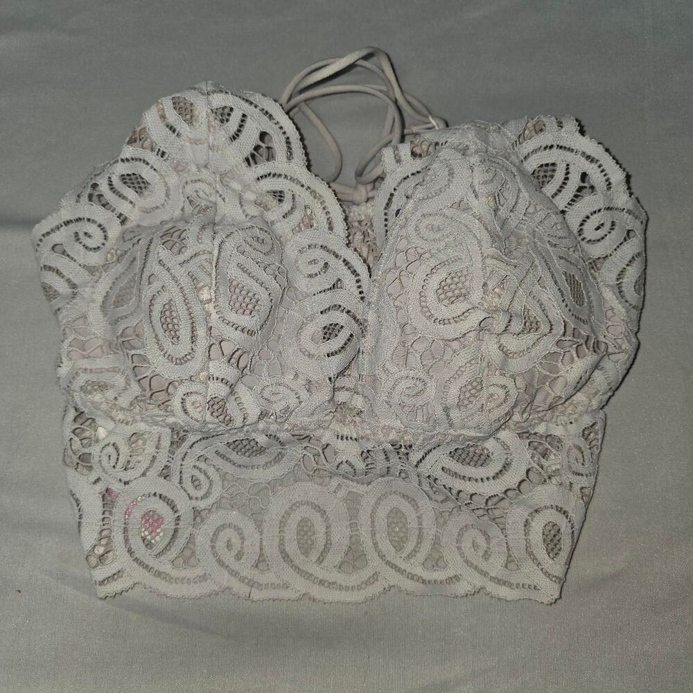 Victoria-s-secret-pink Women's White and Cream Crop-top